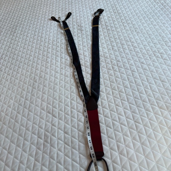 Trafalgar Men’s Suspenders Blue Purple Paisley Floral Print Leather Fittings - Picture 9 of 10